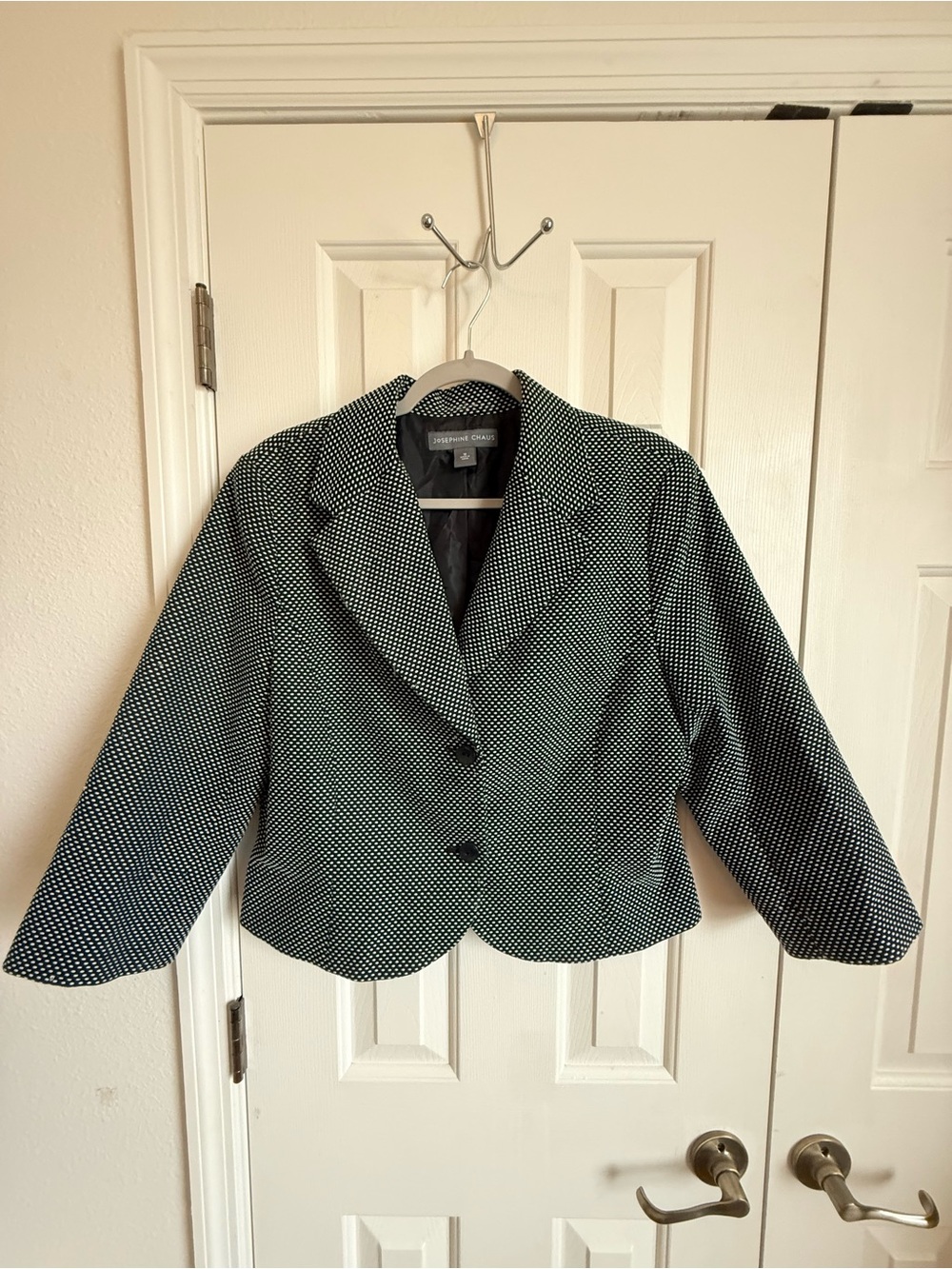 Josephine Chaus Black Blazer with White Dot Print